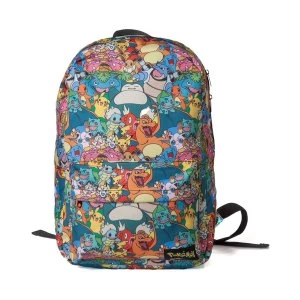 Pokemon - All-Over Characters Print Adjustable Shoulder Straps Backpack - Multi-Colour