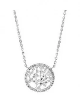 Simply Silver Cubic Zirconia Tree Of Life Pendant Necklace