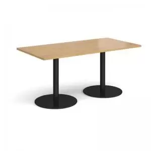 Monza rectangular dining table with flat round Black bases 1600mm x