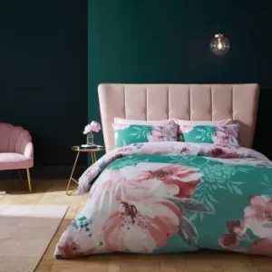 Catherine Lansfield Dramatic Floral Teal Duvet Cover and Pillowcase Set Teal (Green)