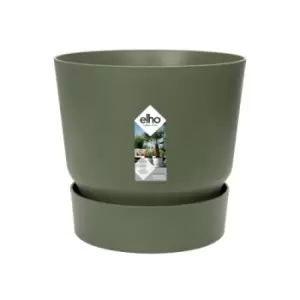 Elho Greenville 40cm Round Plastic Ourdoor Plant Pot - Leaf Green