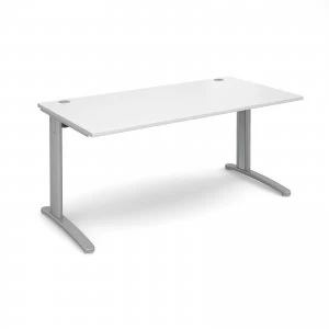 TR10 Straight Desk 1600mm x 800mm - Silver Frame White Top