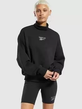 Reebok Classics Sparkle Crew Sweatshirt, Black, Size XL, Women