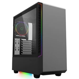 Game Max Panda Full Tower 2 x USB 3.0 Tempered Glass Side Window Panel Black Case with Addressable RGB LED Lighting & Fan