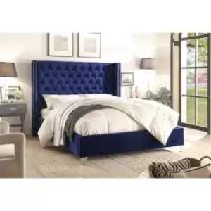 Adriana Bed Double Plush Velvet Blue