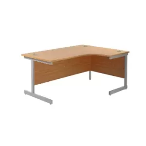 1800X1200 Single Upright Right Hand Radial Desk Nova Oak - Silver + Desk High Ped