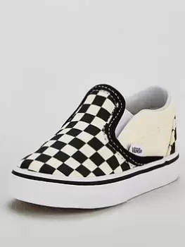 Vans Classic Slip-On Checkerboard Toddler Unisex Trainers-White/Black/White, Size 5 Younger