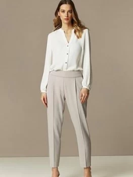 Wallis Pull-on Trouser - Grey, Silver, Size 16, Women