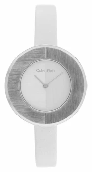 Calvin Klein 25200026 Womens Silver Dial White Leather Watch