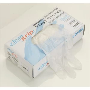 Disposable Gloves Vinyl Pre Powdered Small Clear 1 x Pack of 100 Gloves
