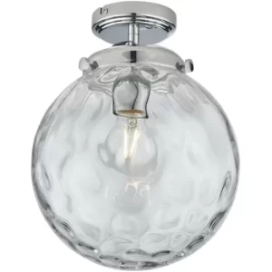 Endon Elston Semi Flush Lamp Globe Chrome Glass Dimpled Shade, IP44