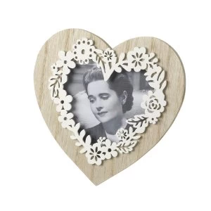 Natural Wooden Heart Frame With Floral Effect By Heaven Sends