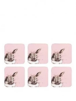 Royal Worcester Wrendale Pink Rabbit Coasters