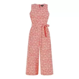 Mela London Red Ditsy Floral Print Culotte Jumpsuit - Red