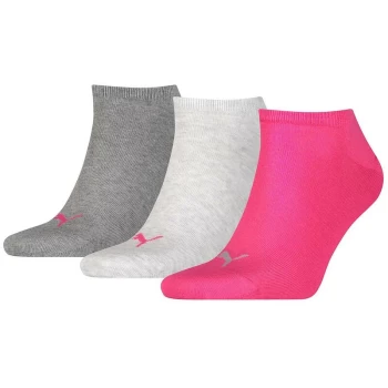 Puma - Sneaker Invisible Socks (3 Pairs) - 6-8 - Pink/Grey/Charcoal