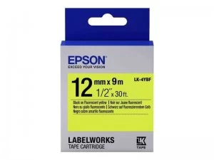 Epson LK-4YBF Black on Fluorescent Yellow 12mm x 9m Labelling Tape