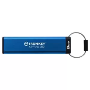 Kingston Technology IronKey Keypad 200 USB flash drive 8GB USB Type-A 3.2 Gen 1 (3.1 Gen 1) Blue