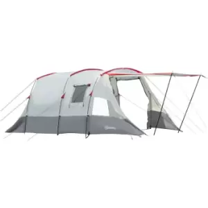 Outsunny - 6-8 Person Tunnel Tent, Two-room Camping Tent with Carry Bag, Grey - Grey