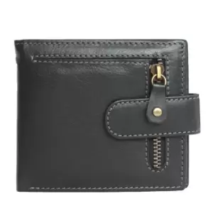 Eastern Counties Leather Bi-Fold Wallet With Zip Detail (One size) (Black)
