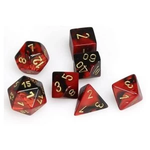 Chessex Gemini Poly 7 Dice Set: Black-Red/Gold