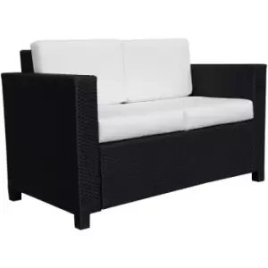 Outsunny - Rattan Wicker 2-seat Sofa Loveseat Padded Garden Furniture Black