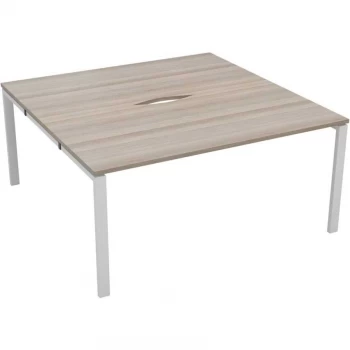 2 Person Double Bench Desk 1200X800MM Each - White/Grey Oak