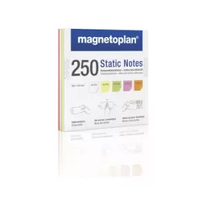 magnetoplan Static Notes stick-on notes, pack of 250, assorted colours, HxW 100 x 100 mm