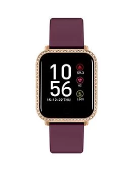Reflex Active Series 6 Smartwatch With Colour Touch Screen & Stone Set Case with Up To 7 Day Battery Life, Burgundy, Women