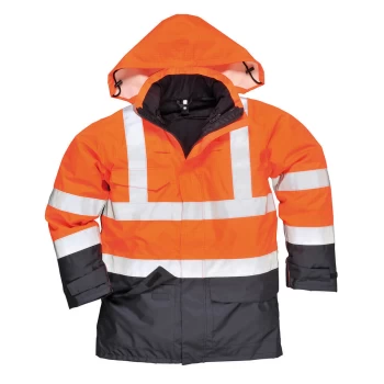 Biz Flame Hi Vis Flame Resistant Rain Multi Protection Jacket Orange / Navy L