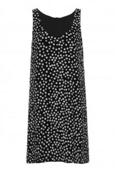 French Connection Dorothy Drape Sleeveless Floral Dress Black