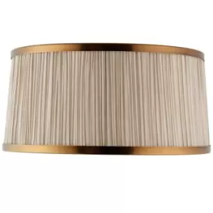 13" Luxury Round Tapered Lamp Shade Beige Pleated Organza Fabric & Antique Brass