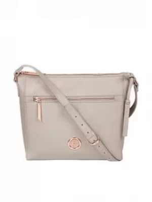 Pure Luxuries London Grey 'Byrne' Leather Cross Body Bag