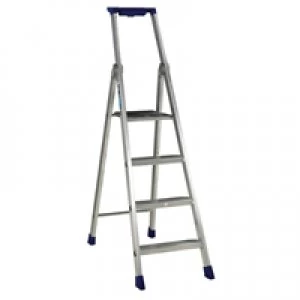 Slingsby 4 Ribbed Tread Platform Step Ladder Aluminium 358754
