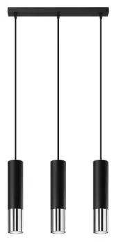 Loopez Triple Hanging Pendant Light Black, Chrome GU10