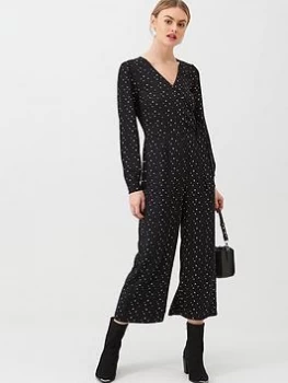 Oasis Star Print Jumpsuit, Black, Size 14, Women