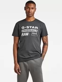 G-Star RAW Originals Logo T-Shirt, Charcoal, Size XL, Men