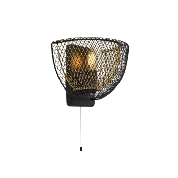 1 Light Double Layered Mesh Wall Light - Black Outer With Gold Inner