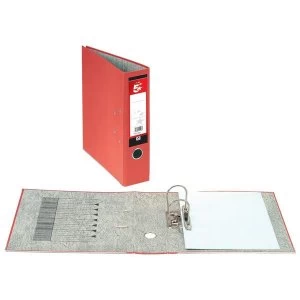 5 Star Lever Arch File 70mm Spine Foolscap Red Pack 10