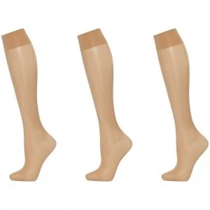 Wolford Satin touch 3 pair pack 20 denier knee high socks - Sand