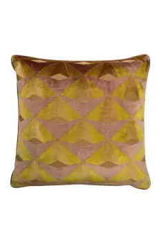 Leveque Velvet Jacquard Geometric Piped Cushion