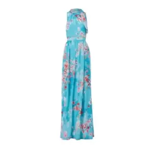 Adrianna Papell Floral Chiffon Tie Neck Gown - Multi