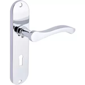 Designer Levers Capri Door Handles Lock Polished (Pair) in Chrome