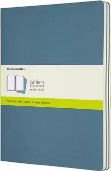 Set Of 3 Moleskine Extra Large Plain Cahier Journals : Brisk Blue