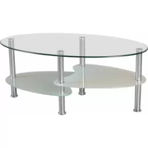 Cara Oval Coffee Table Clear Glass Top & Chrome Legs - Seconique