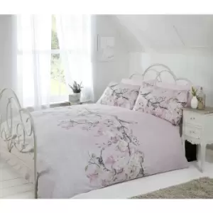 Eloise Oriental Blossom Duvet Cover and Pillowcase Set (Pink, King)