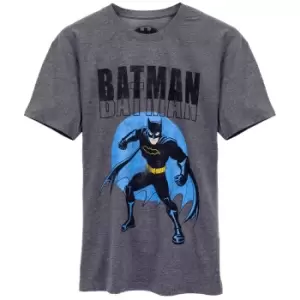Batman Mens T-Shirt (L) (Grey/Blue)