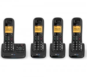 BT XD56 Cordless Phone with Answering Machine Quad Handsets