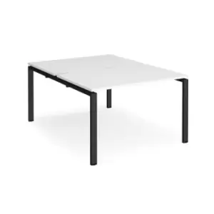 Bench Desk 2 Person Rectangular Desks 1200mm White Tops With Black Frames 1600mm Depth Adapt