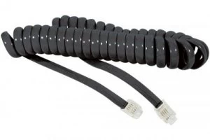 EXC Telephone Cord RJ9 Spiral Black 2 Metre Cable