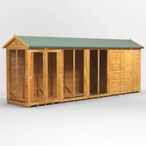 18x4 Power Apex Summerhouse Combi Building including 4ft Side Store